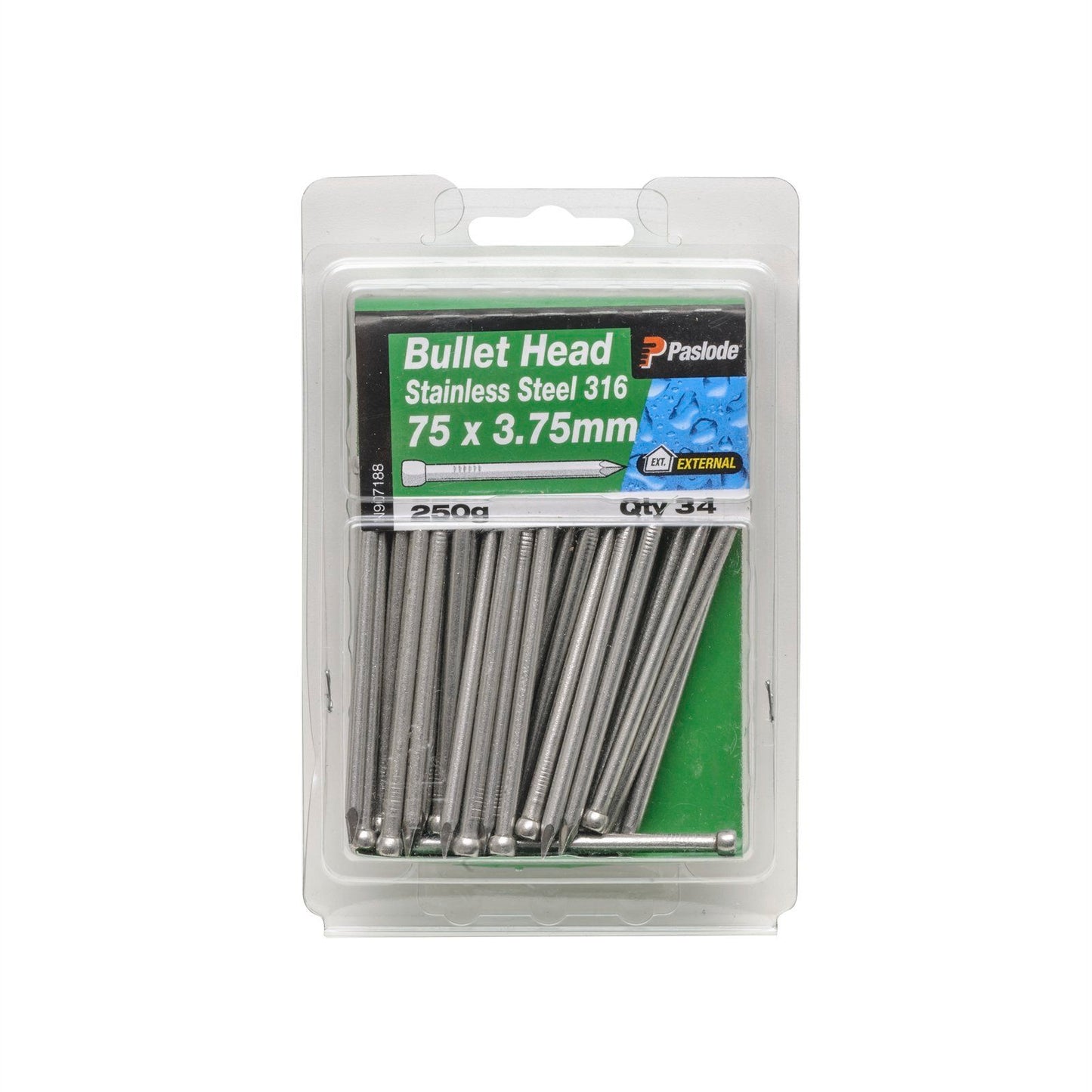 Paslode Bullet Head Nails - 75 x 3.75mm - 250g - Stainless Steel