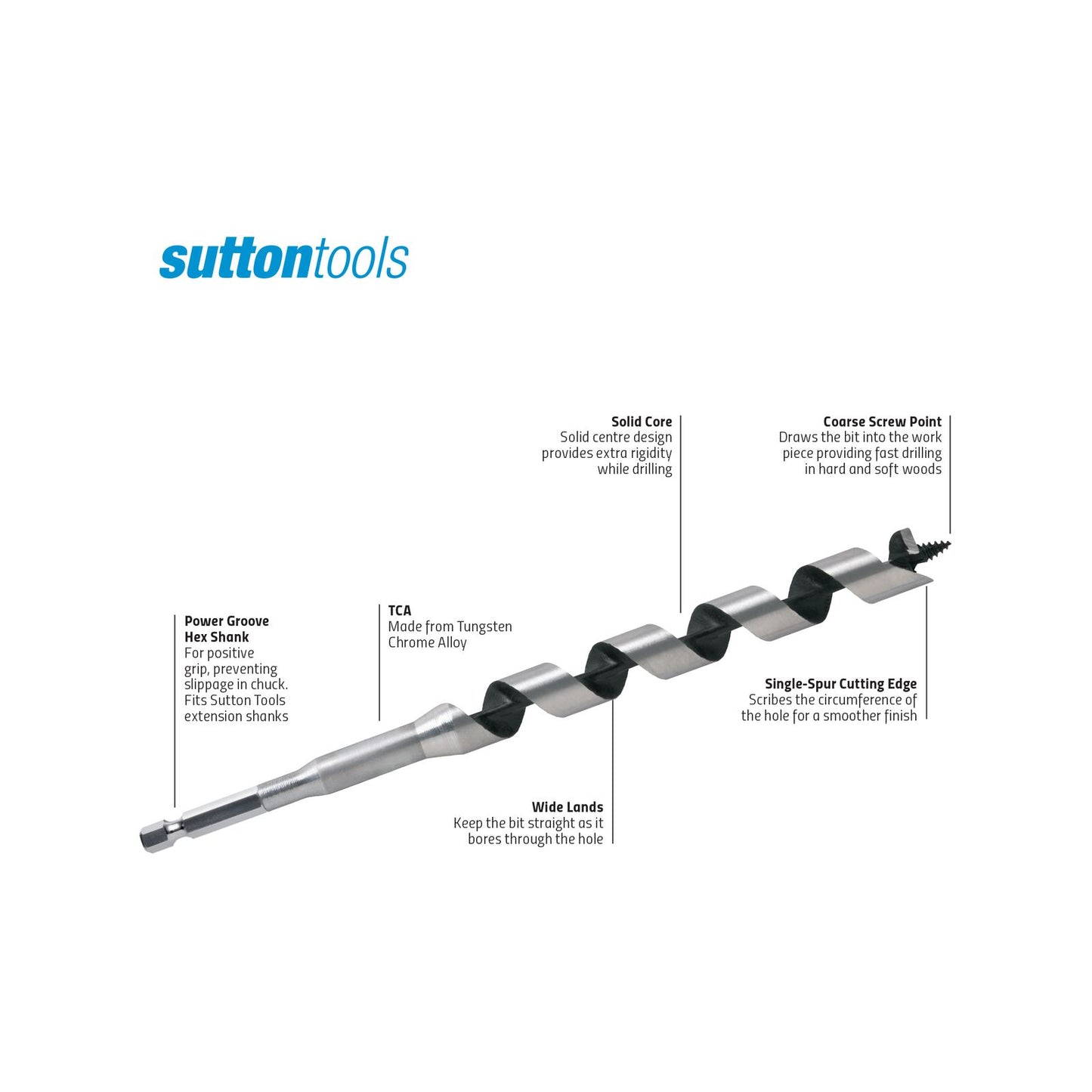 Sutton Tools Wood Auger Bit - 330 x 20mm