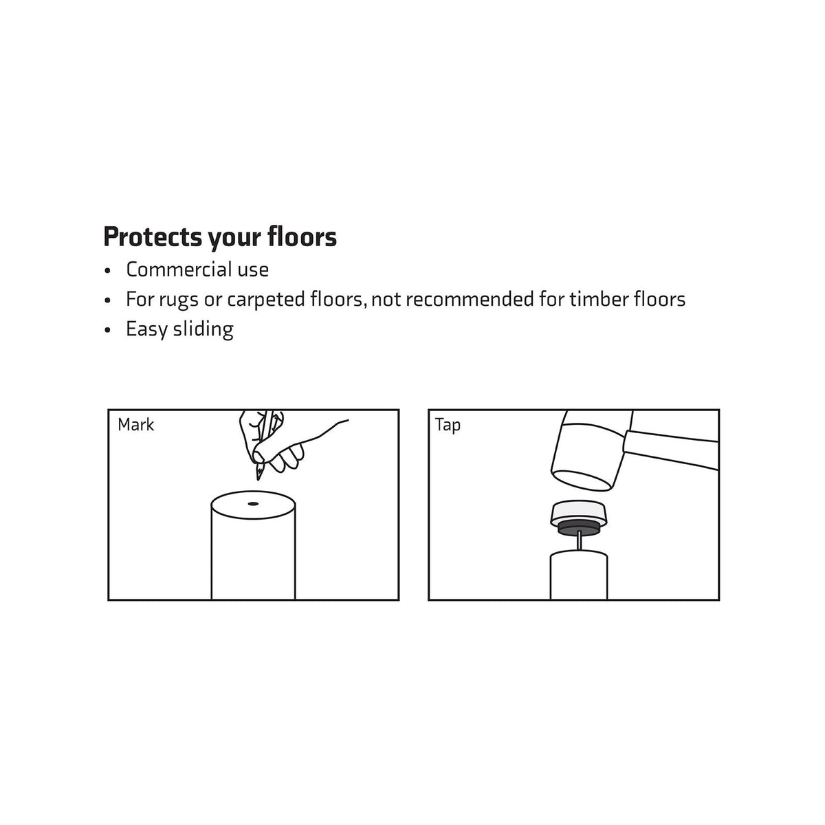 Surface Gard White Plastic Cushioned Glide 22mm 4 Pack