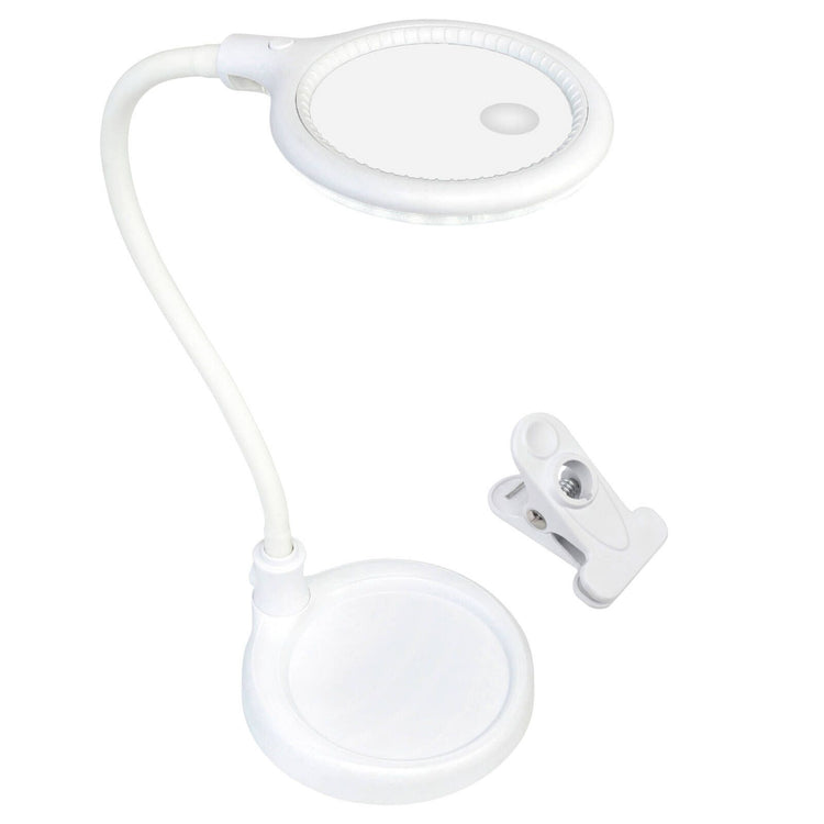 Brilliant White Magoo Magnifier Clamp and Desk Lamp