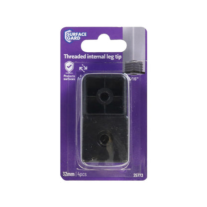 Surface Gard Black Threaded Internal Square Plastic End Closure - 32mm - 4 Pack