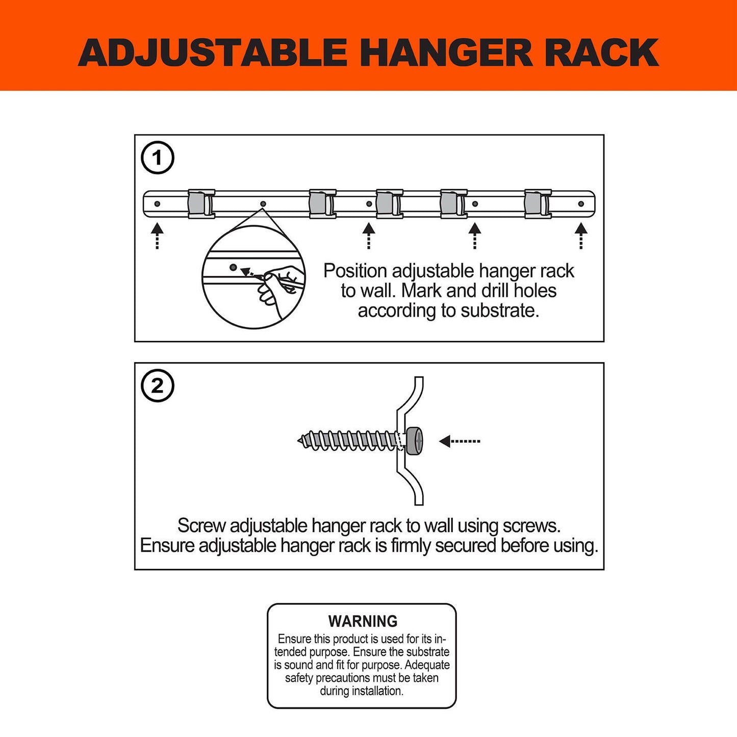 Everhang Sliding Bars Broom Holder - 425mm