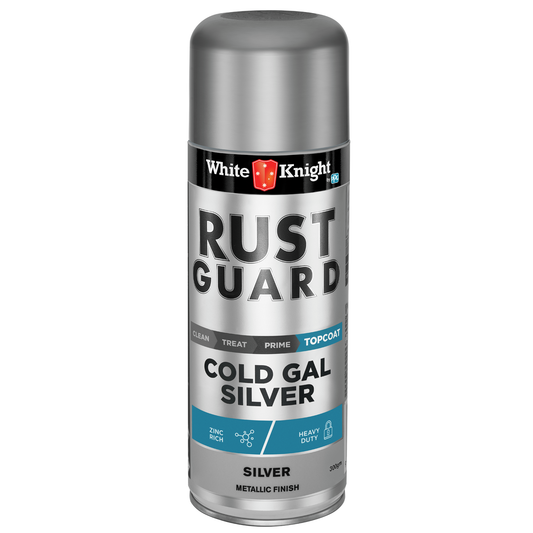 White Knight Rust Guard Cold Gal Spray Paint - Silver Metallic Finish 300g