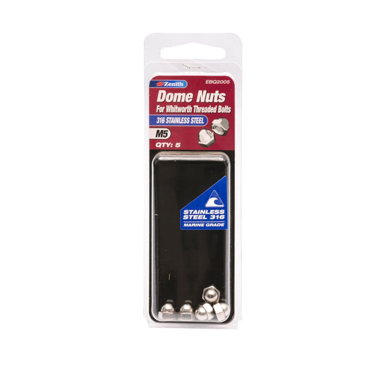 Zenith M5 Dome Nut - 316 Stainless Steel - 5 Pack