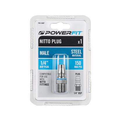 Powerfit Nitto Male Plug - 1/4"BSP - 150PSI