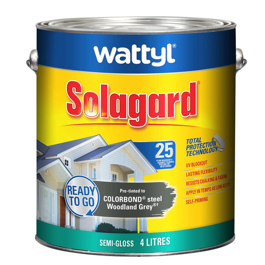 Wattyl Solagard Exterior Paint - 4L - Woodland Grey - Semi Gloss