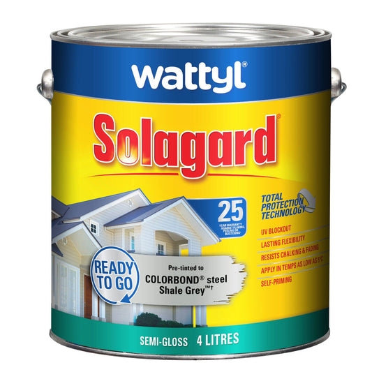 Wattyl Solagard Semi Gloss Exterior Paint - 4L - Shale Grey - Semi Gloss