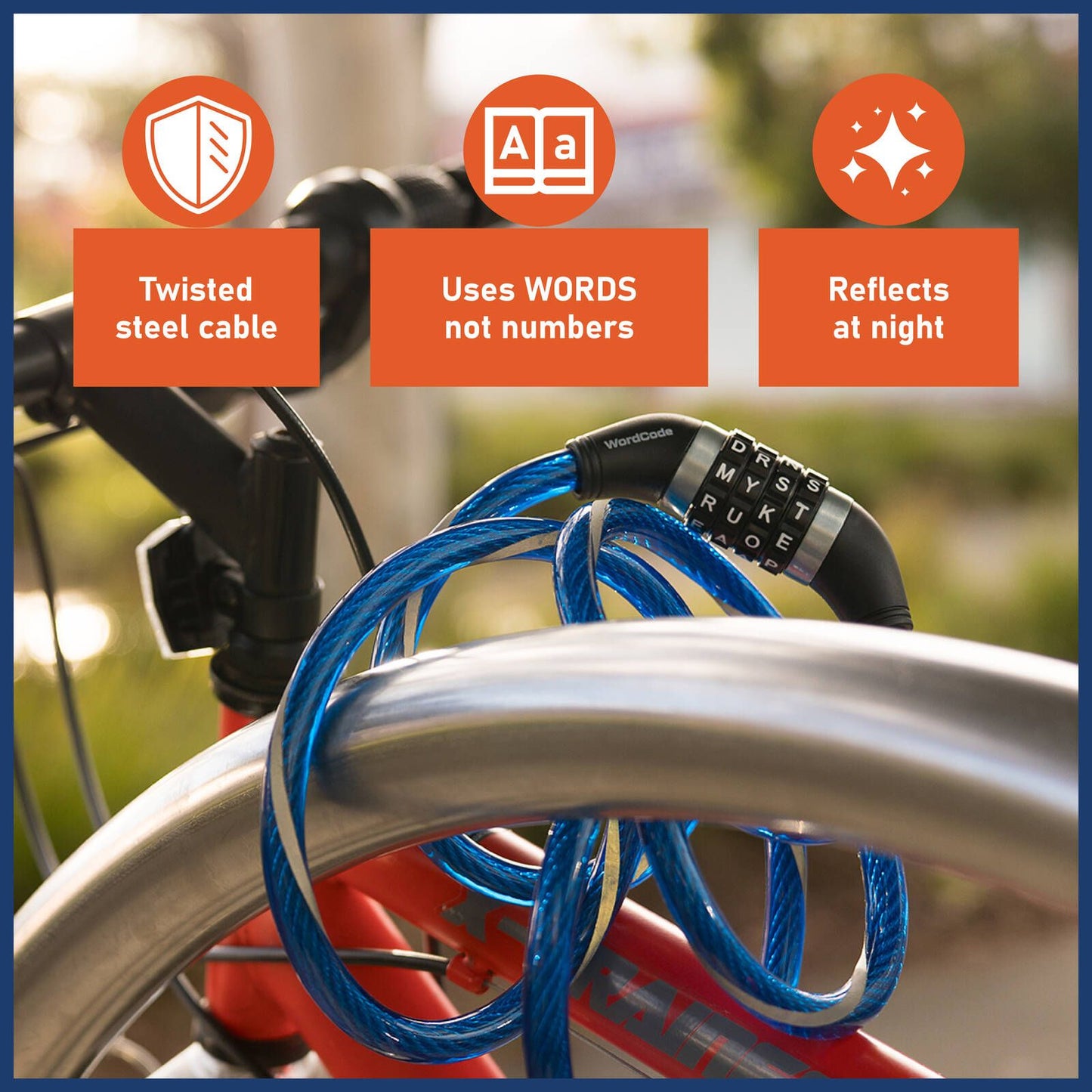 Wordcode Reflective Cable Lock - 12mm x 1.8m