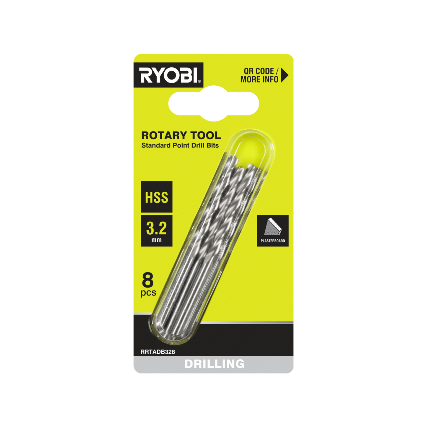 Ryobi Rotary Tool Drill Bit Set - 3.2mm - 8 Piece