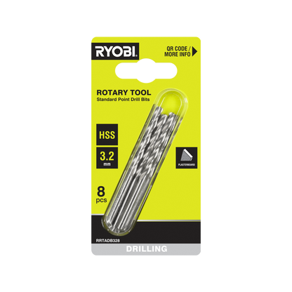 Ryobi Rotary Tool Drill Bit Set - 3.2mm - 8 Piece