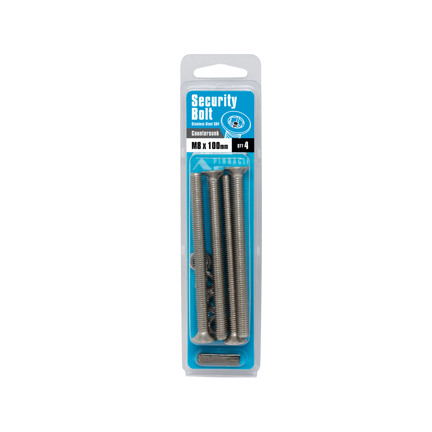 Pinnacle M8 x 100mm Stainless Steel Security Bolts - 4 Pack