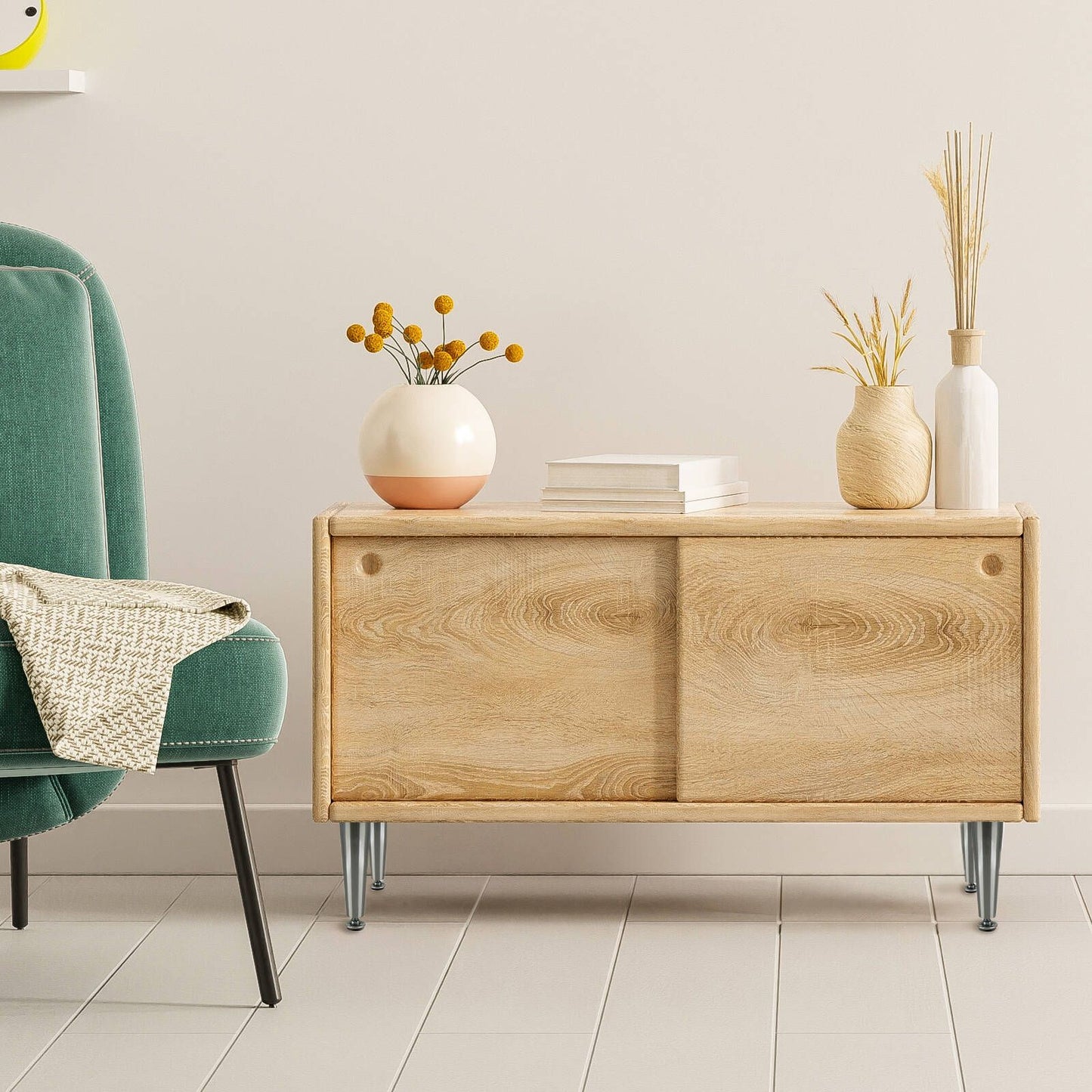 Adoored 150mm Brushed Nickel Tapered Metal Legs