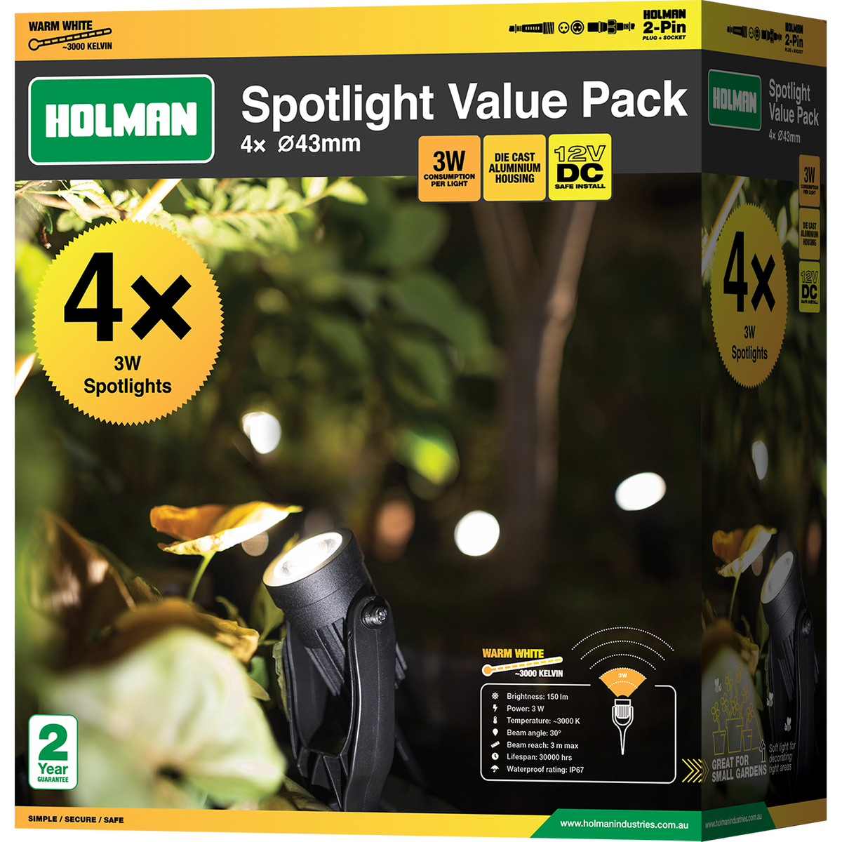 Holman Spotlight Value Pack - 43mm - Warm White - Dimmable IP67