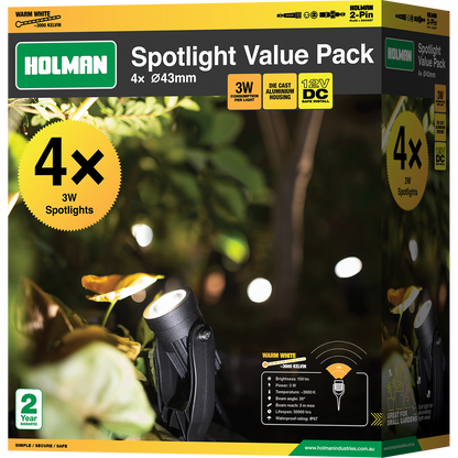 Holman Spotlight Value Pack - 43mm - Warm White - Dimmable IP67