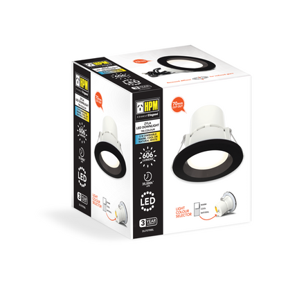 HPM Zyla LED Downlight - 70mm - 5W - Black - Tri Colour