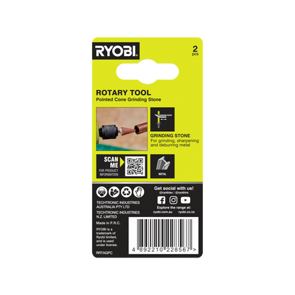 Ryobi Rotary Pointed Cone Grinding Stone - 7.9mm
