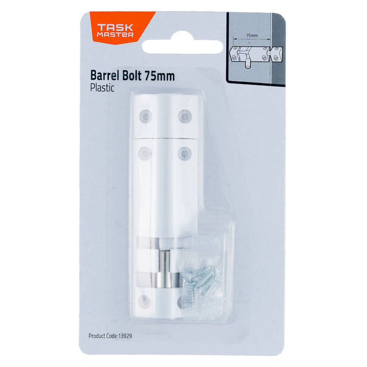 Taskmaster Plastic Barrel Bolt - 75mm - Black