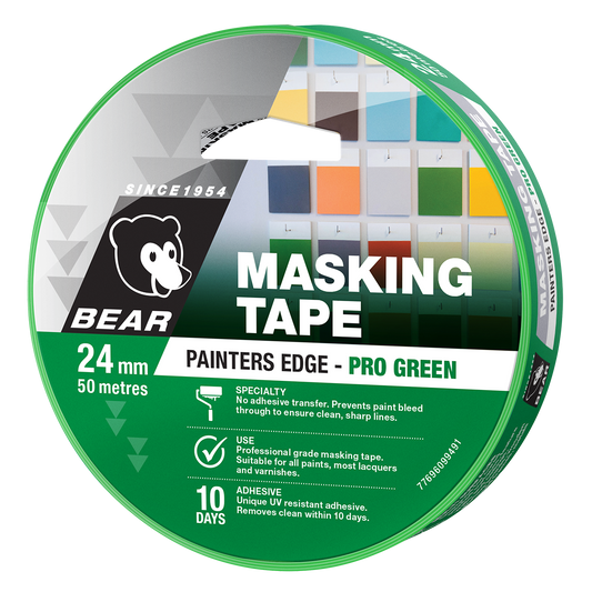 Bear 24mm x 50m Masking Tape Painters Edge-Pro Green