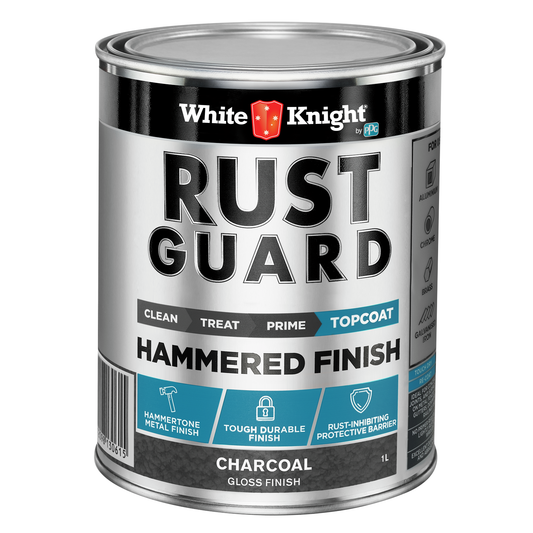 White Knight Rust Guard Charcoal Gloss Hammered Finish Paint - 1L