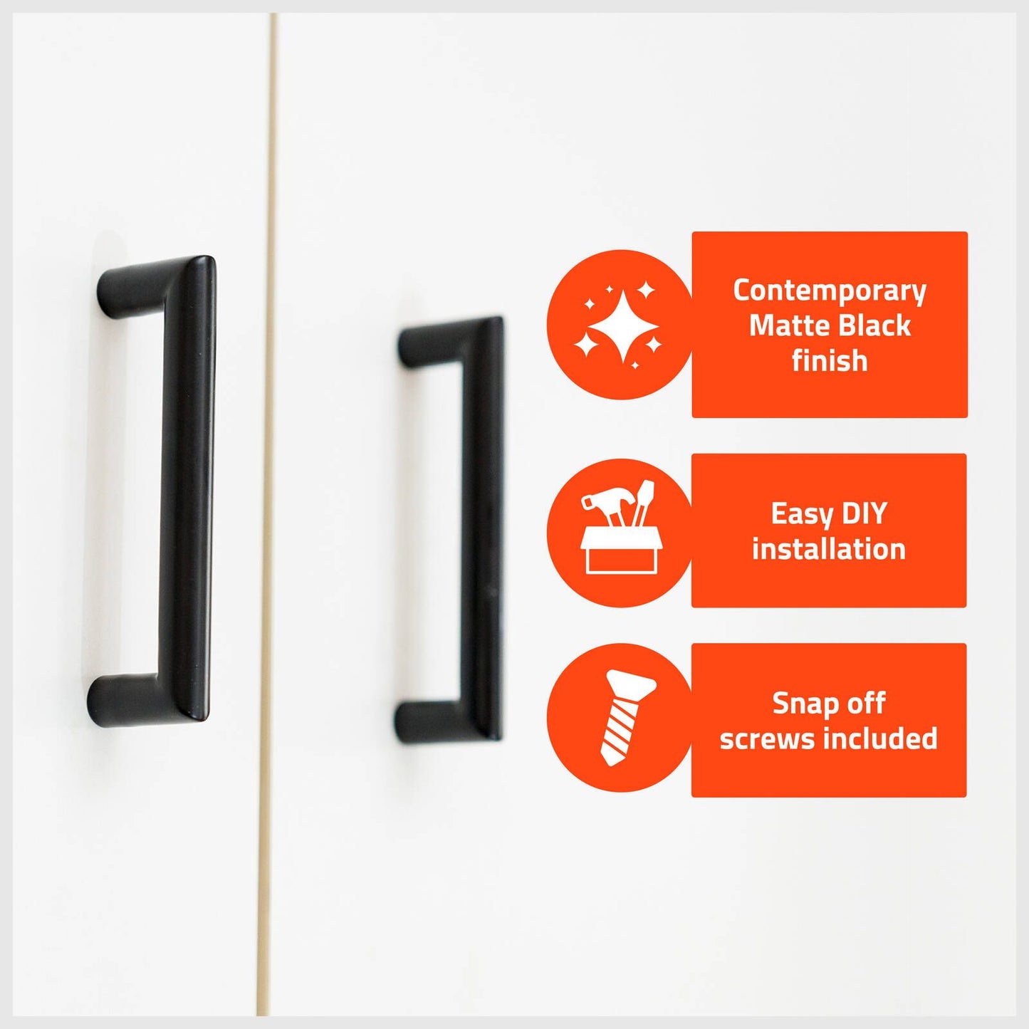 Taskmaster Black Matte Hollow Round Handle - 96mm - 4 Pack