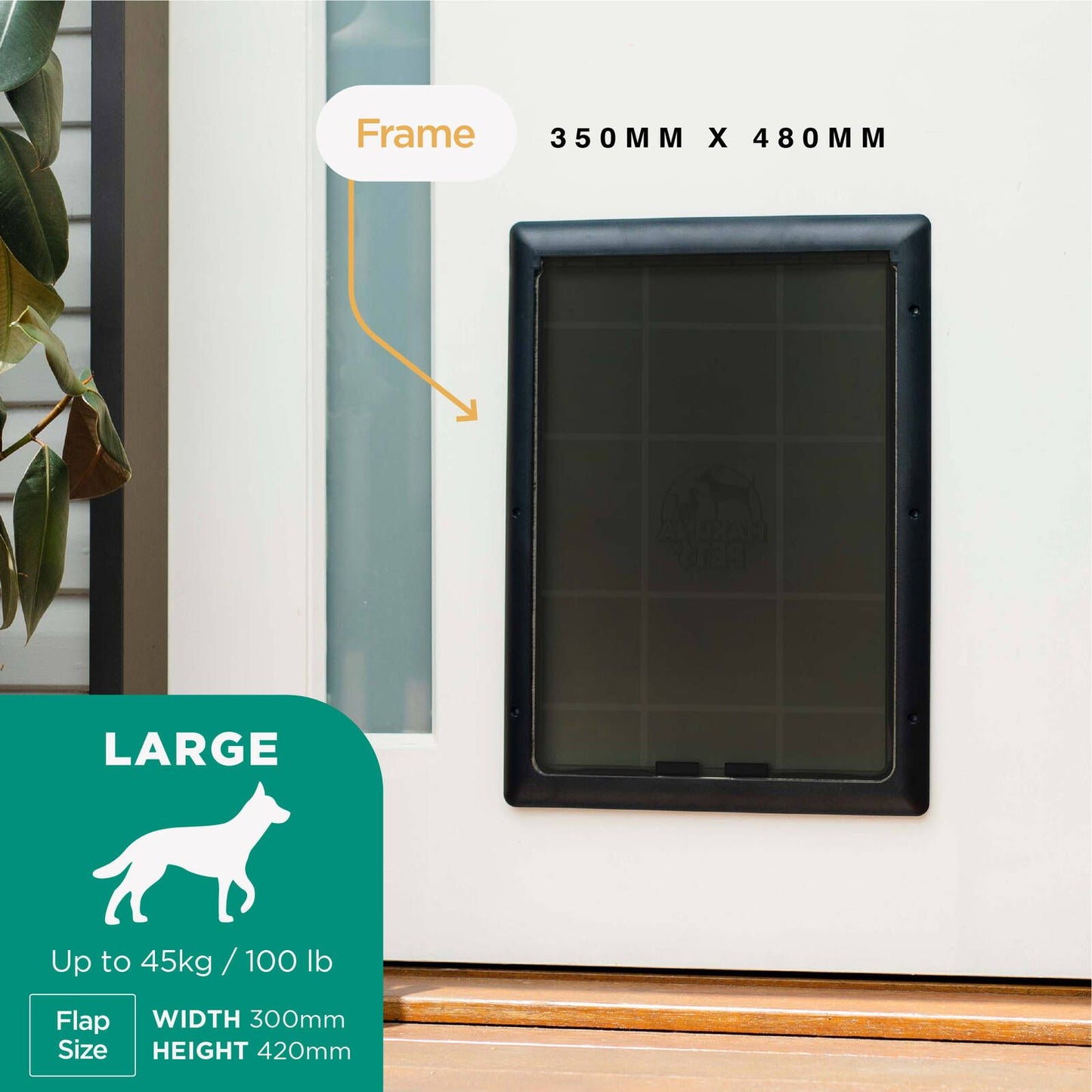 Hakuna Pets Large Essential Pet Door - 300 x 420mm - Black