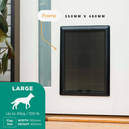 Hakuna Pets Large Essential Pet Door - 300 x 420mm - Black