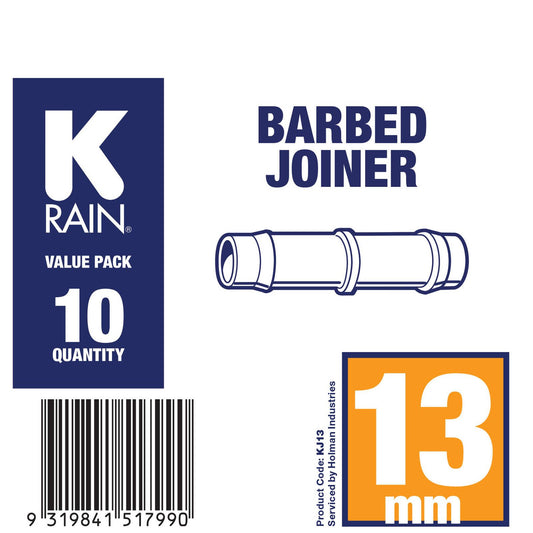 K Rain Barbed Joiner - 13mm - 10 Pack