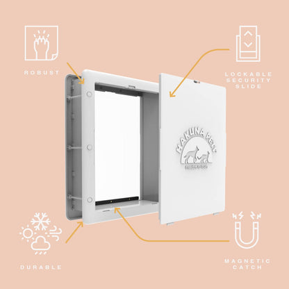 Hakuna Pets Small White Essential Pet Door - 170mm x 240mm - Durable - Weather-Resistant