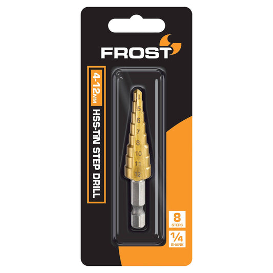Frost HSS Tin Step Drill - 12mm - 8 Steps