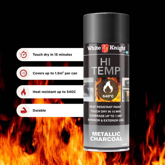 White Knight Hi Temp Spray Paint - Metallic Charcoal 300g
