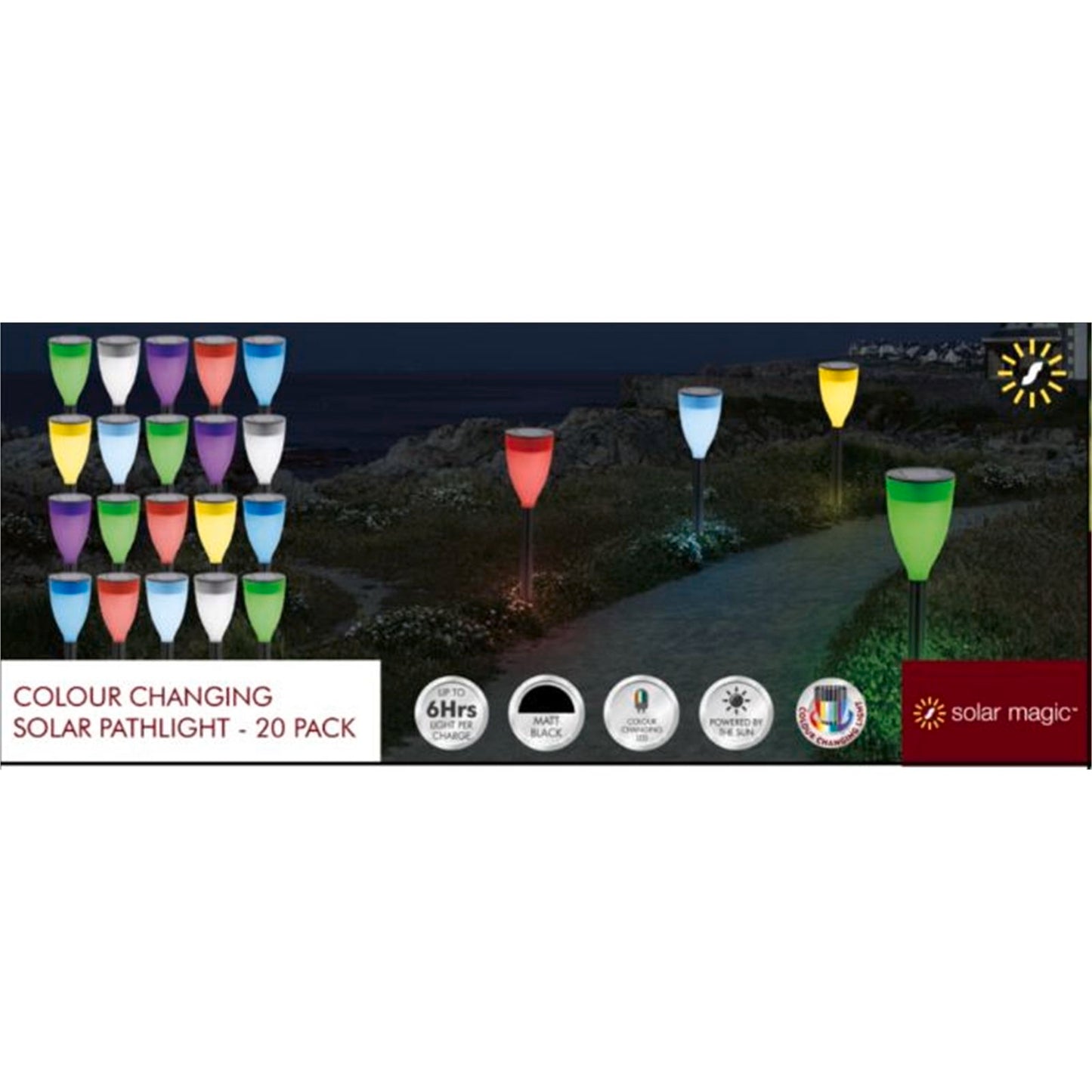 Solar Magic Colour Led Path Light - 20 Pack