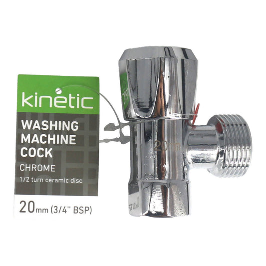Kinetic Chrome Washing Machine Cock - 20mm