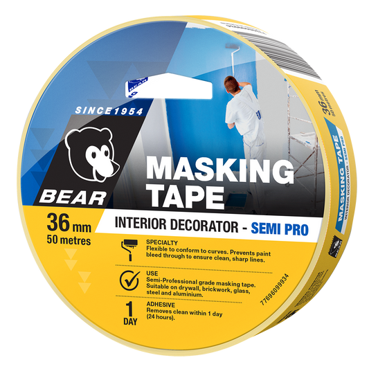 Bear 36mm x 50m Masking Tape Interior Decorator- Semi Pro