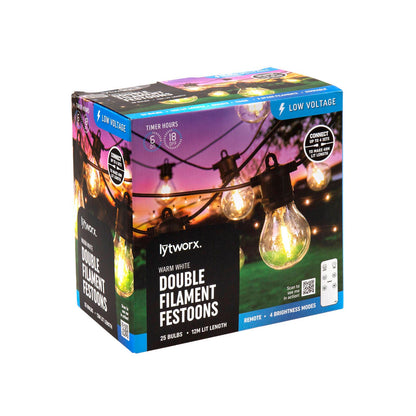 Lytworx Warm White Festoon Lights - 12m - 25 Pack