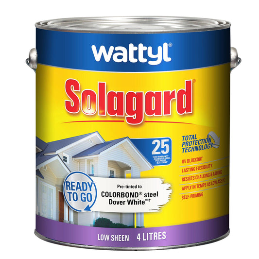 Wattyl Solagard Exterior Paint - 4L - Dover White - Low Sheen