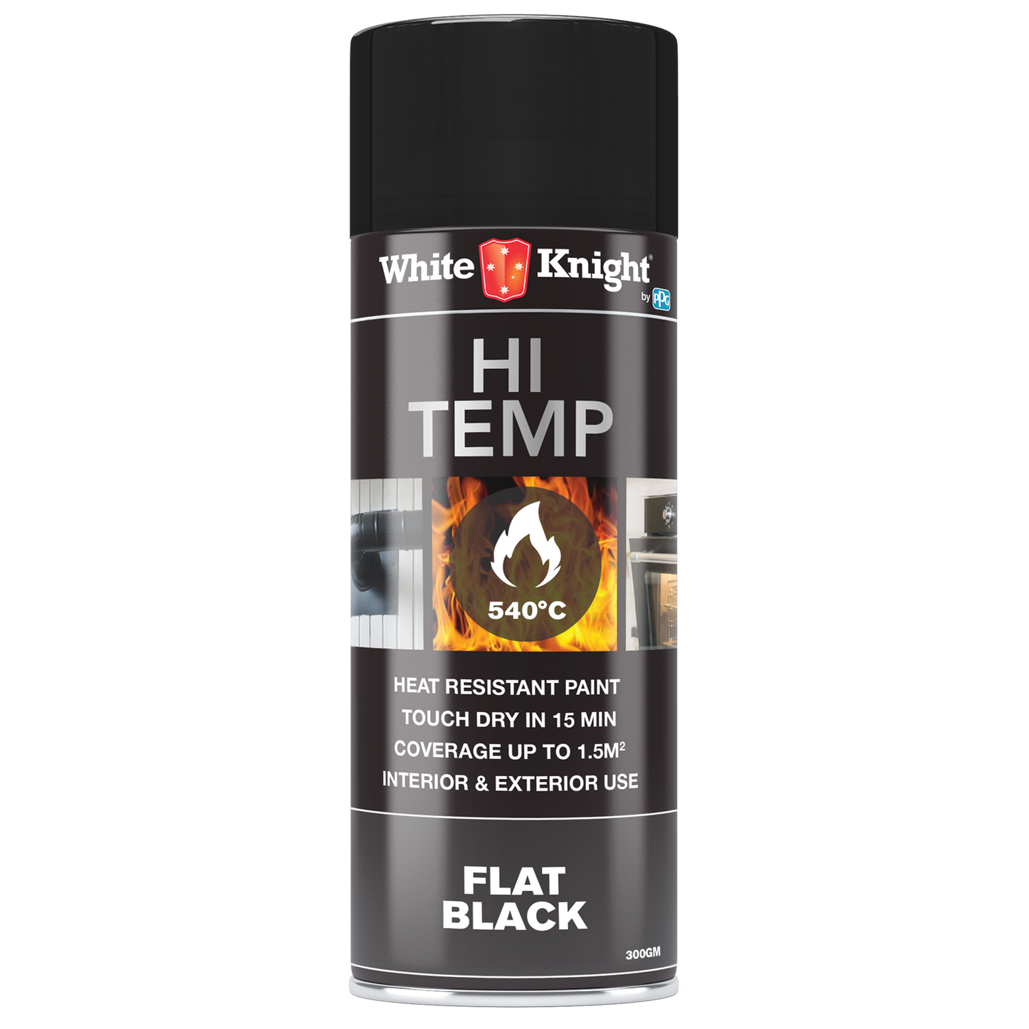 White Knight Hi Temp Spray Paint - 300g - Black