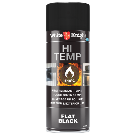 White Knight Hi Temp Spray Paint - Flat Black 300g