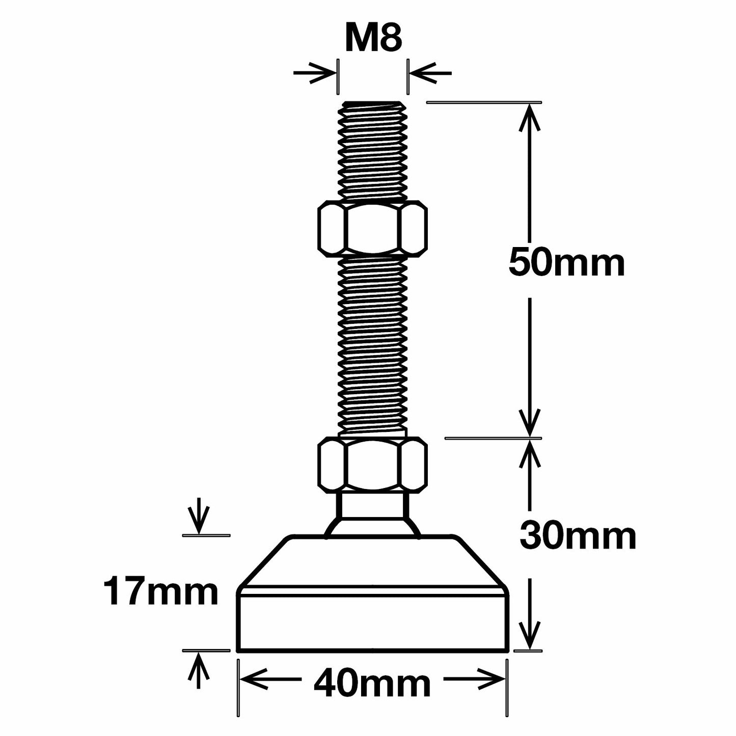 Richmond Ball Jointed Levelling Foot - 40mm - 2 Pack