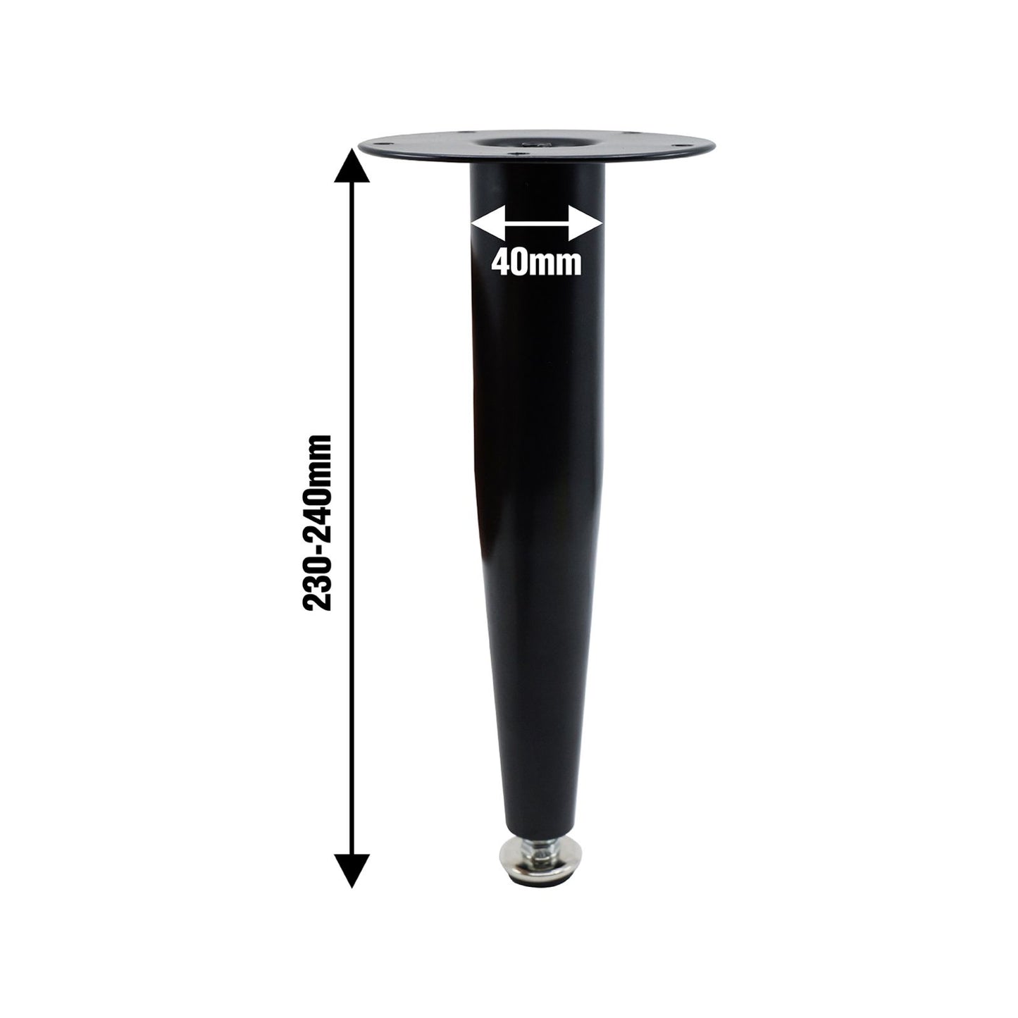 Adoored 230mm Black Tapered Metal Legs