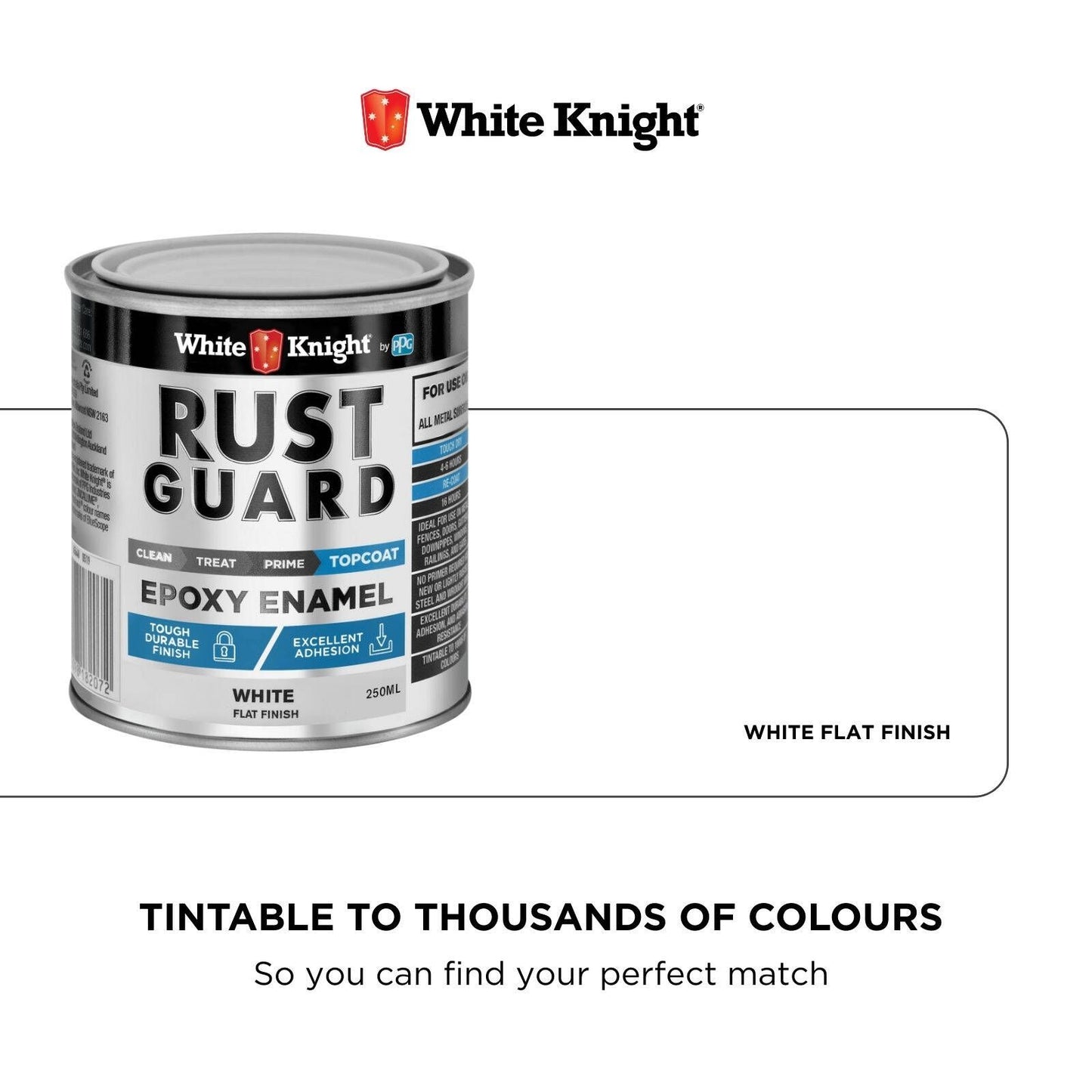 White Knight Rust Guard Epoxy Enamel - 250ml - Flat White