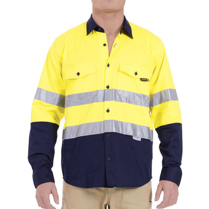 Tradie 2XL Hi Vis Yellow Mens Reflective Long Sleeve Shirt