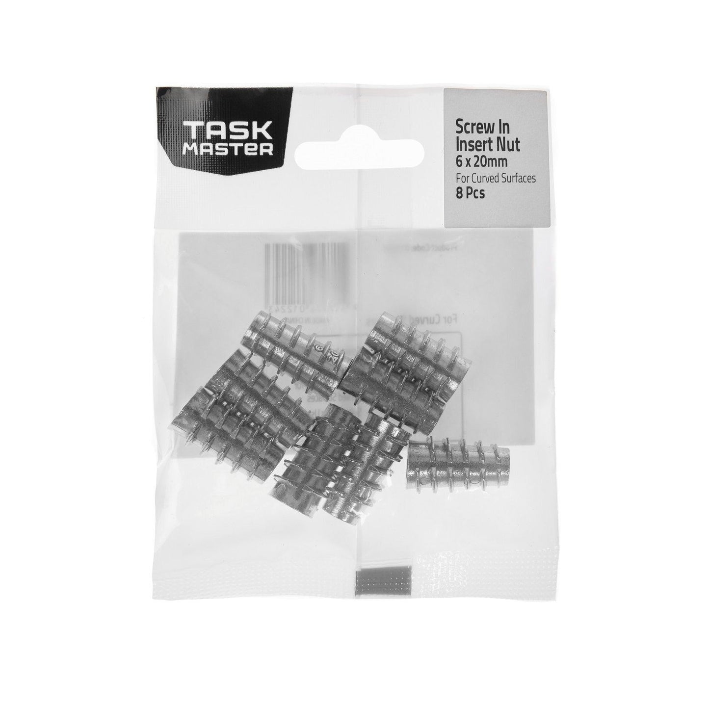 Taskmaster Screw-In Insert Nut For Curved Surfaces - 6 x 20mm - 8pcs