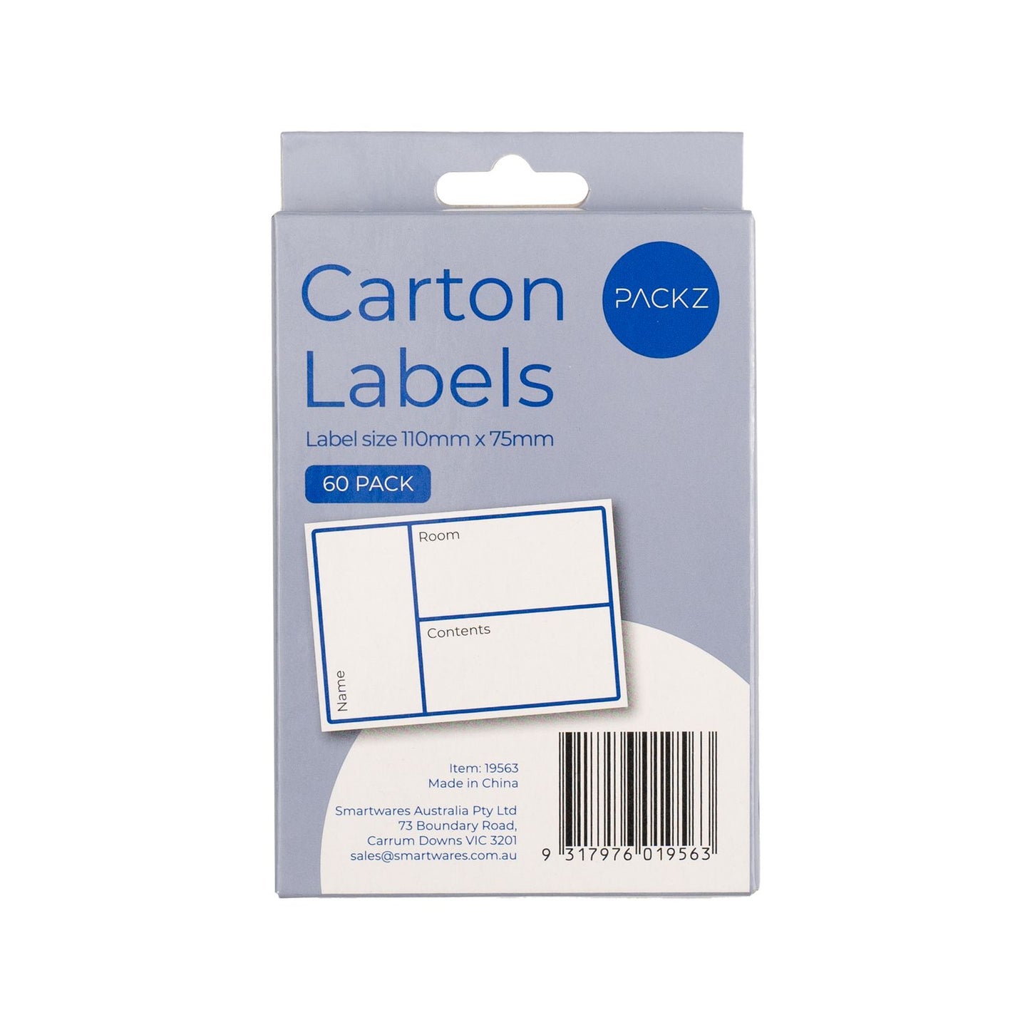 Packz Carton Labels - 110 x 75mm - 60 Pack