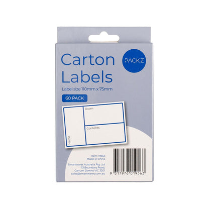 Packz Carton Labels - 110 x 75mm - 60 Pack