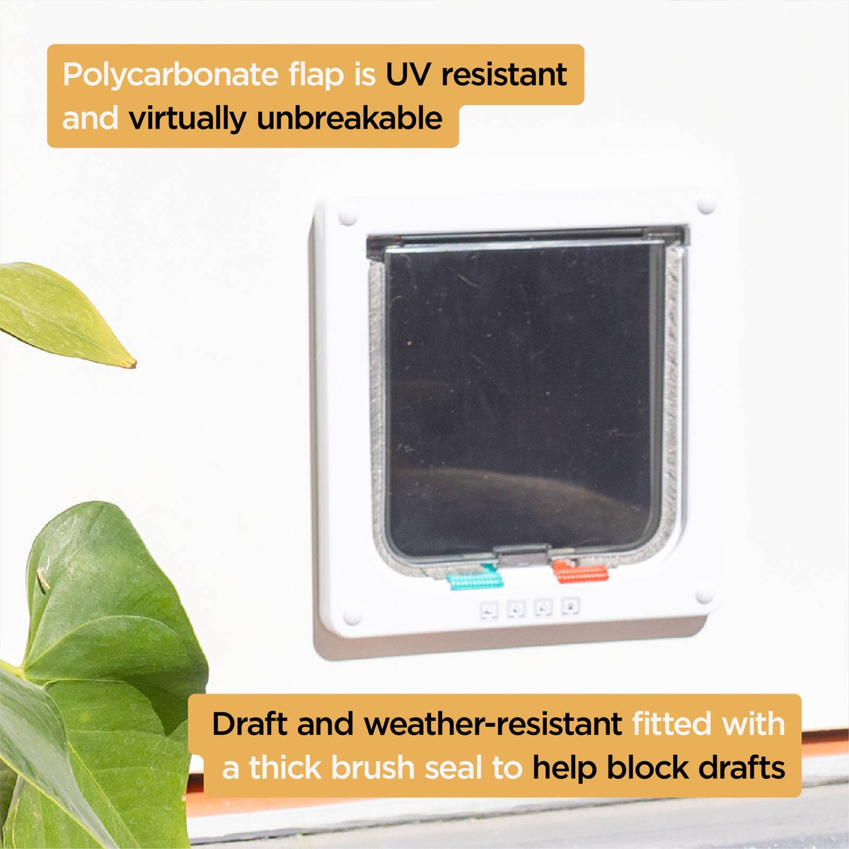 Hakuna Pets Large Cat Flap - 175mm W x 185mm H - Plastic - Durable