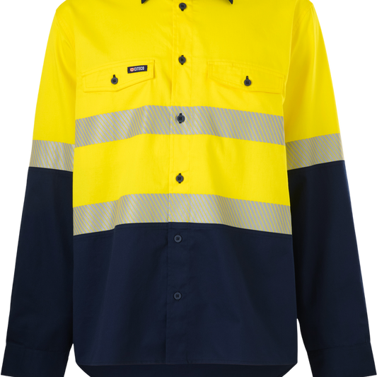 Citeco Hi Vis Long Sleeve Taped Shirt - Size L - Yellow/Navy