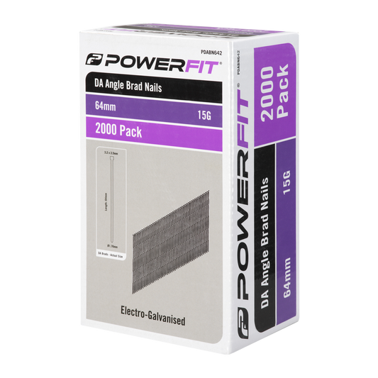 Powerfit DA Angled Brad Nails - 64mm - 2000 Pack