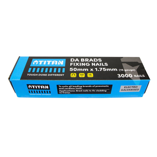 Titan Electro Galvanised Angled Collated Nail Da Brads - 50 x 1.75mm - 3000 Pack