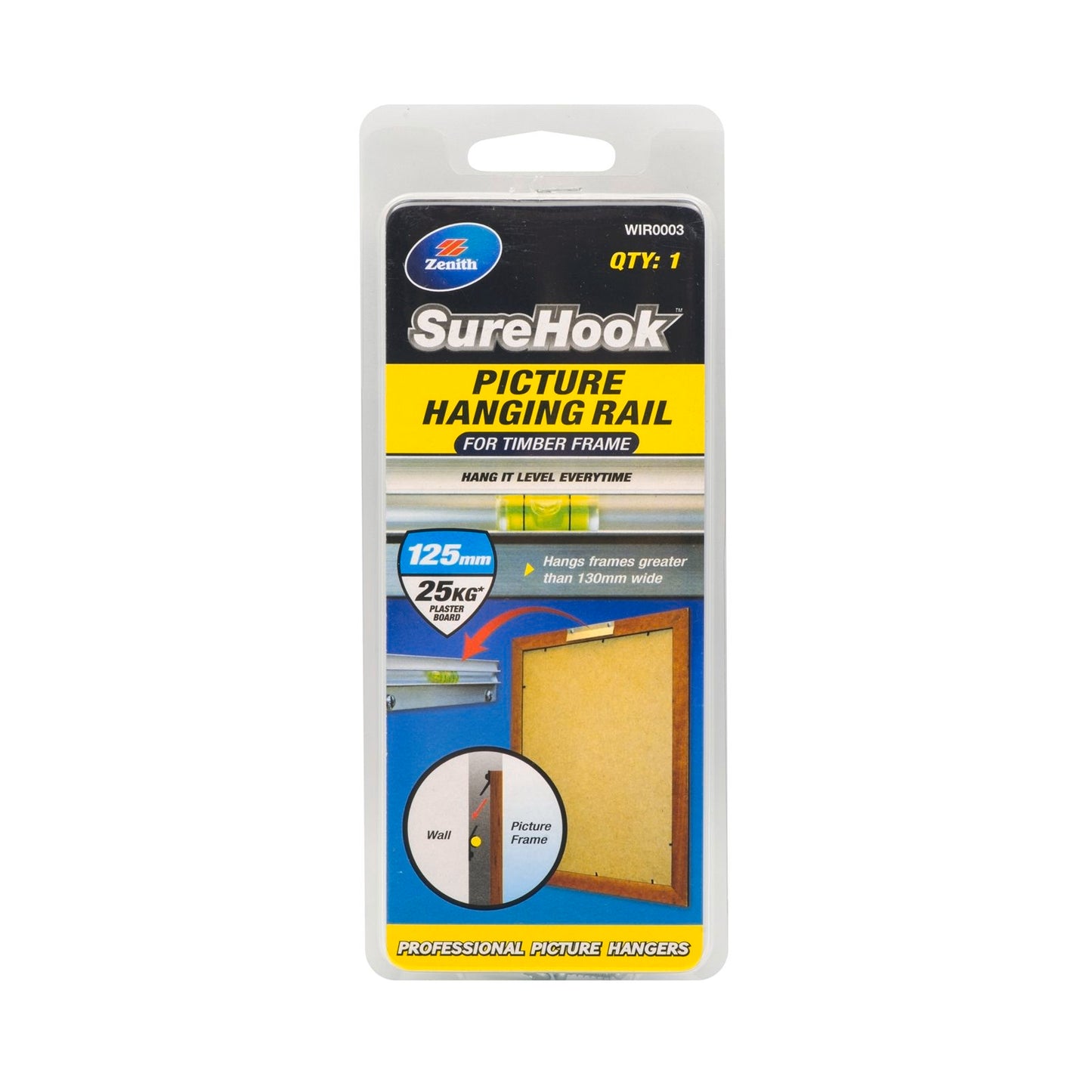 Zenith Picture Hanging Rail - 125mm - 25kg