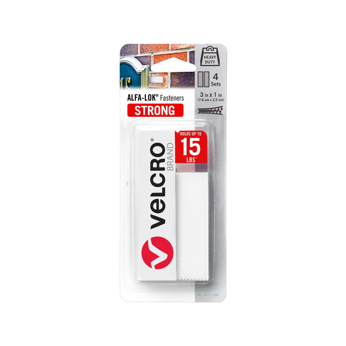 Velcro Brand Alfa Lok Strips - 76.2 x 25.4mm - 4 Sets - White